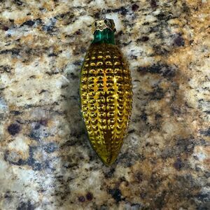 Glass Vintage Hand Blown Glass Corn Christmas Ornament Multicolor